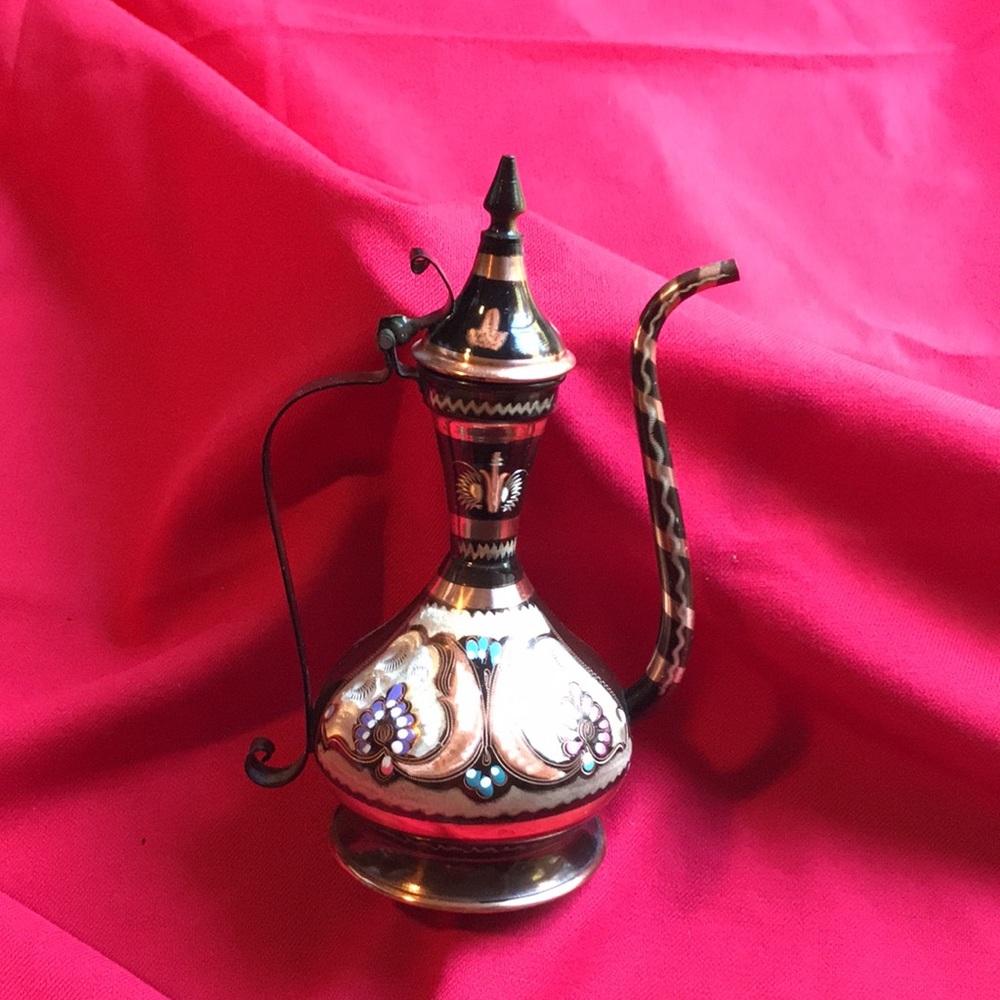 Hand Painted Copper pitcher - Picture 3 of 7